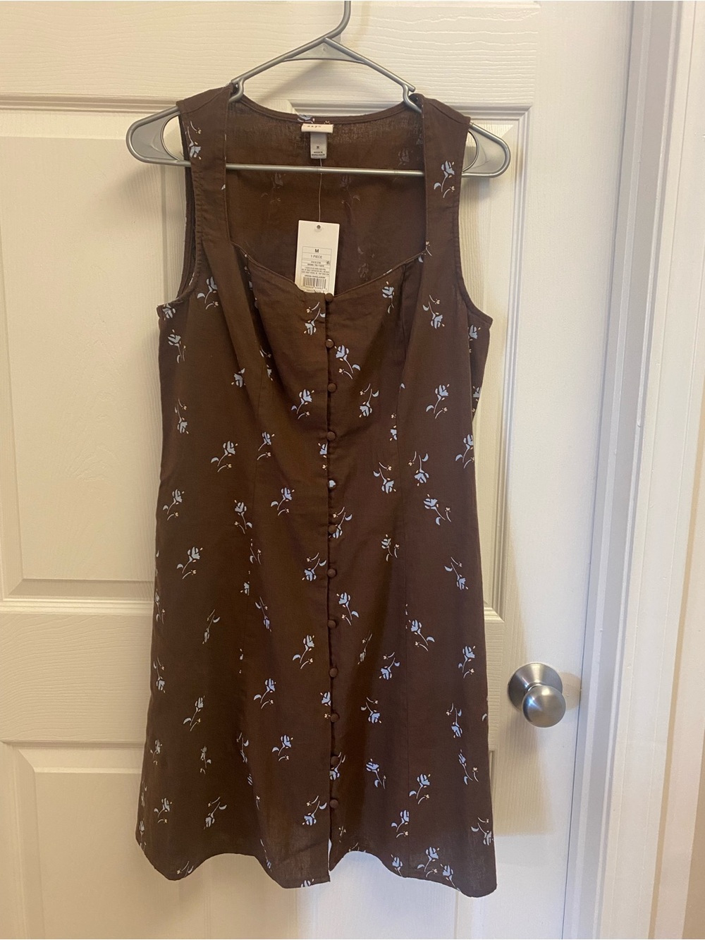 Target Brown Mini Dress with Light Blue Floral Print